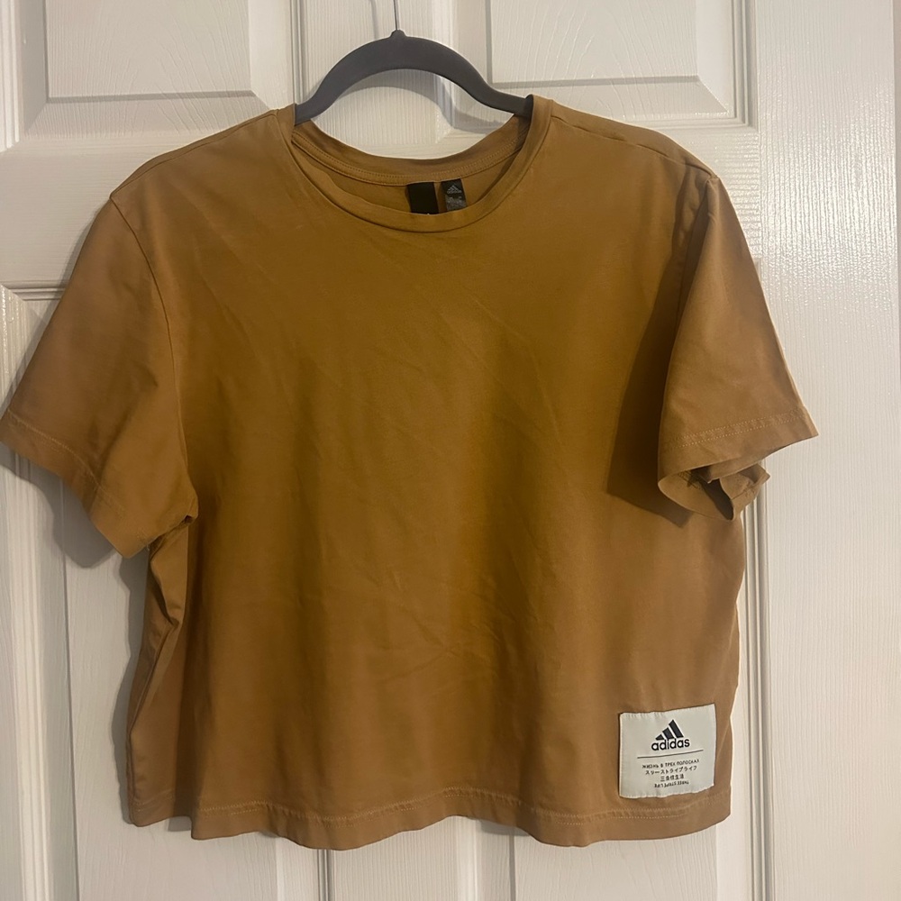 Adidas Cropped Mustard T-Shirt, M